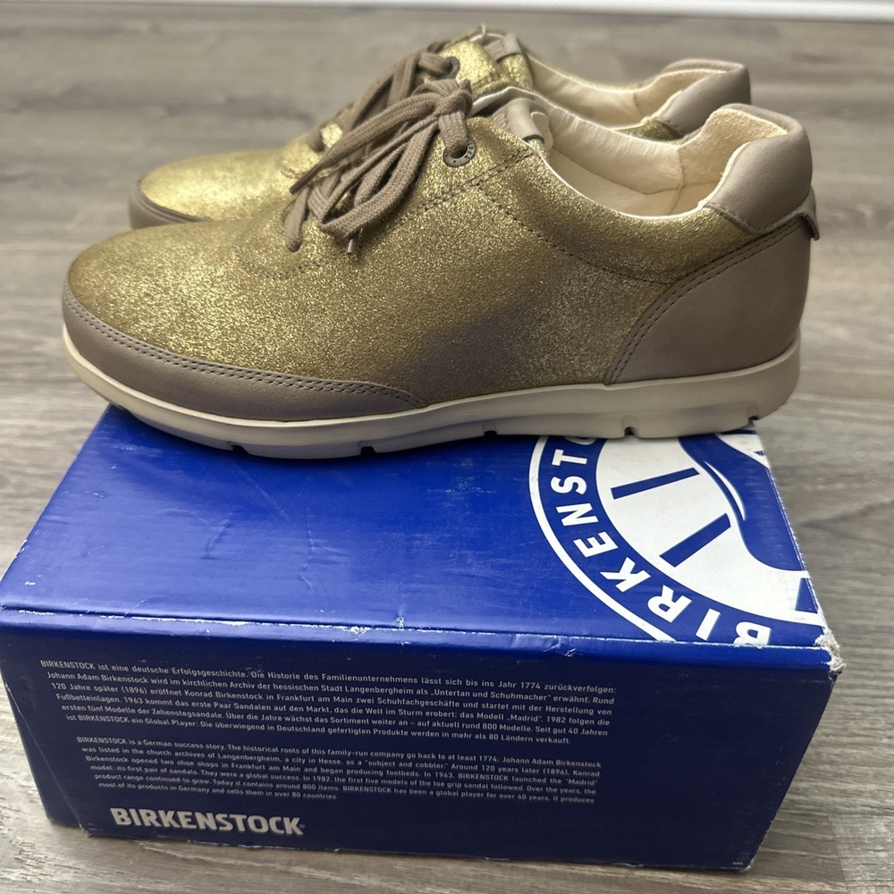 Women's Size 7 EU 38 Birkenstock Manitoba Metallic Cappuccino Luna Sneaker - Picture 3 of 7